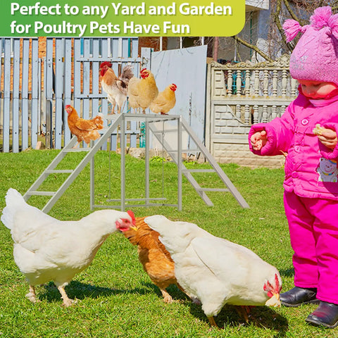 Backyard setup with Chicken Coop Perch With Swing And Ladder Set For Backyard Farms Wooden Roosting Bar For 6 To 8 Chickens