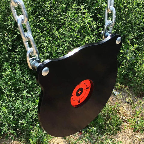 AR500 Steel Target Bullseye Gong 10 Inch Diameter 3/8 Inch Thick With Self Resetting Center Tone Spring For Pistol And Rifle Practice