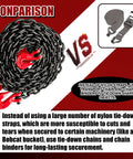 Comparison of G80 Transport Binder Chain 5/16 Inch By 20 Foot With Clevis Grab Hooks vs. nylon straps