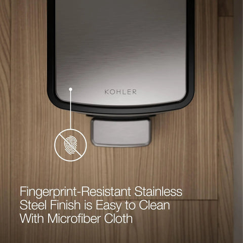 Top view of a Black Stainless Small Trash Can With Foot Pedal And Quiet Close Lid 1.6 Gallon 6 Liter Fingerprint Resistant.