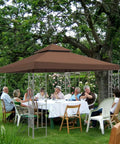10x10 Canopy Replacement Top For Pop Up Gazebo, Double Tiered, UV Shielded Waterproof Nylon Cover With 12 Velcro Straps (Brown)