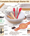 Ultimate Sourdough Starter Kit With 9 Inch Round And 10 Inch Oval Proofing Baskets, tools, covers, and accessories displayed