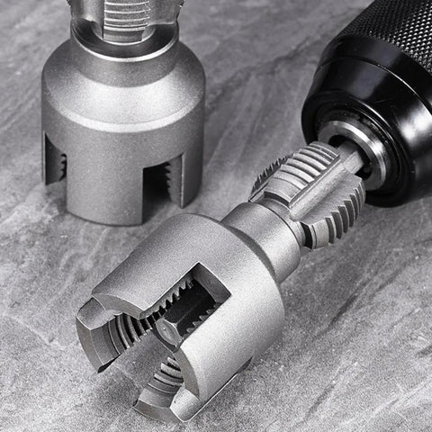 4 In 1 Water Pipe Threading Tool Dual-Function Drill Bit Cutter For Pvc Ppr And Mpp Pipes Threader Kit For Plumbing And Home Repair Projects Silver, alloy steel