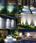 Homes illuminated by Dual Head 2W Solar Spotlight LED Outdoor Landscape Lights Waterproof Security Wall Lights for Backyard Patio Garden Auto On Off Cold White Solar Powered Easy No Wiring Installation No Fuss Setup.