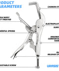 Heavy Duty 10 Inch Locking Pliers Welding Clamp with Quick Lock Release, U Shaped Jaws, heat-treated carbon steel construction