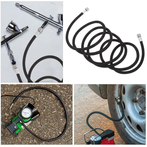Kickin Flexible Braided Airbrush Hose Replacer With 1/8 Connector For Mini Pump Interior Keeps Cleanup A Breeze For Artists Needing Zero Kinks During Precision Spraying While Keeping Airflow Steady So You Nail Job Without Blockages Or Leaks Today black braided 1/8 hose