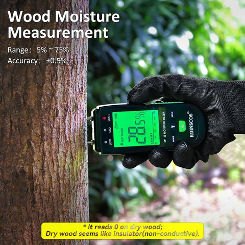 Pin Type Wood Moisture Meter For Hardwood And Softwood With Replaceable Probes in hand measuring wood