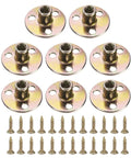Legit Heavy Duty M8 T Nuts 8 Pack With Screws Zinc Plated Steel Galvanized Steel with round bases and screws for woodworking projects.