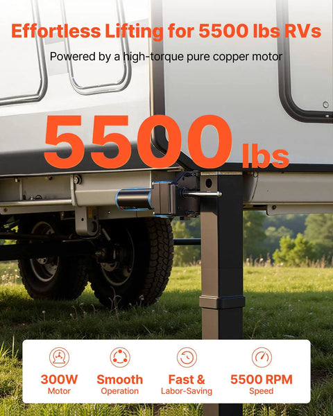 Heavy Duty 5th Wheel Landing Gear Motor 5500 Lbs Capacity 300W RV Power Drive For Fifth Wheel Replaces LG142178 Compatible