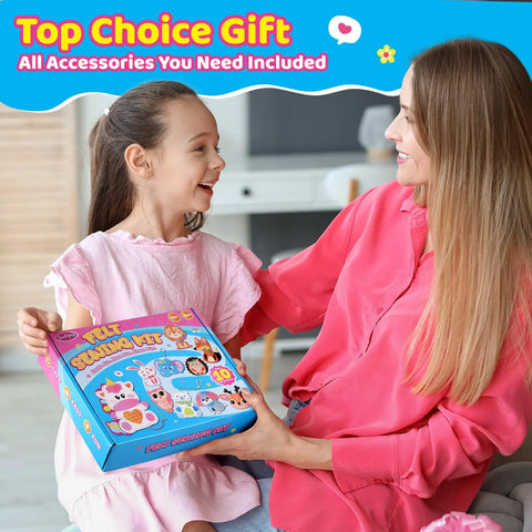 Mother and daughter smiling with Kids Sewing Kit For Beginners With 10 Easy DIY Felt Animal Projects And Guiding Book