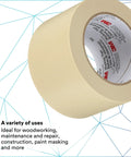 Beige General Purpose Masking Tape 203, 48 Mm By 55 M Crepe Tape For Painting, Woodworking, And Construction Projects, Pressure-Sensitive