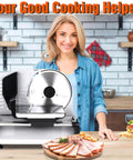 Heavy Duty 200W Electric Meat Slicer With Twin 7.5 Inch Stainless Steel Blades Adjustable Thickness Control For Deli Style Roast Beef Cheese And Bread Perfect Home Kitchen Upgrade Easy Clean Design on kitchen counter.