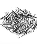 Badass 30 Pack Silver Cone Spikes And Heavy Duty 40Mm Screwback Rivets For Leather Jackets Punk Clothing Rock Accessory Hardware Reusable Embellishment Kit showcasing shiny zinc alloy studs.