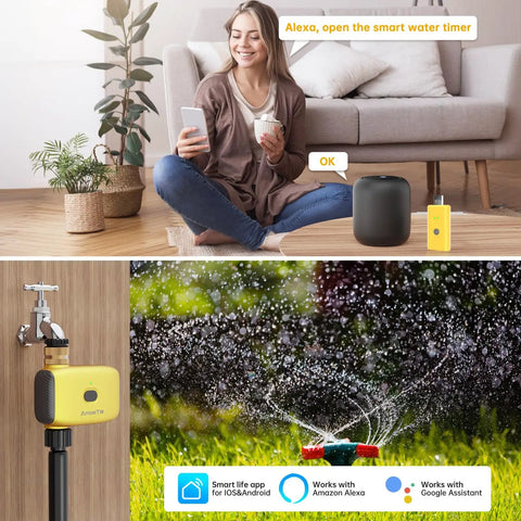 Smart WiFi Hose Timer For Garden And Lawn Irrigation With 1 Outlet Brass Swivel Inlet App Remote Control Rain Delay Manual Operation