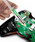 Applying No Clean Soldering Flux Paste And Desoldering Wick Kit For Quick Electronics Repairs Pro Grade Rosin Flux to PCB