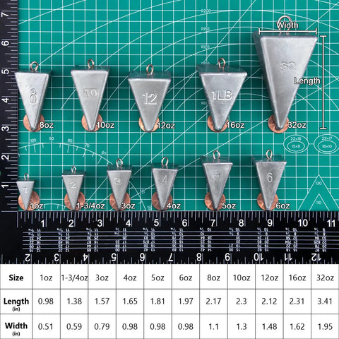 5 Pack Pyramid Sinkers Saltwater Lead Fishing Weights 1 Oz To 32 Oz Triangle Surf Bank River Catfish Pompano Sinker Set