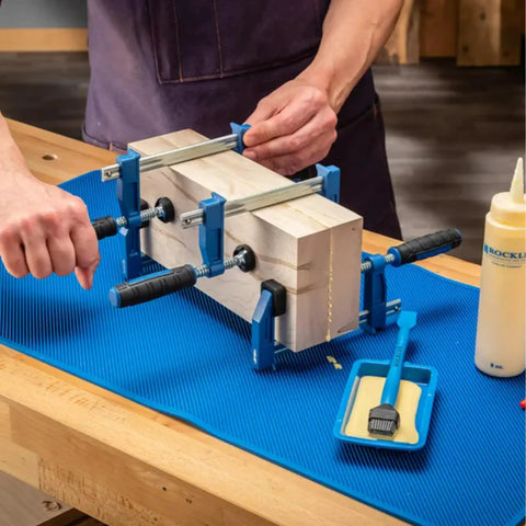 Using 4 Inch Mini F Style Woodworking Clamps Pack Of 4 Beefy Heavy Duty Small Bar Clamps With Sure Foot Base Quick Release on wood