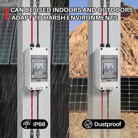 63 Amp DC Solar Disconnect Switch Isolator 1000V For Solar Power Weatherproof RV Breaker Box mounted outdoors