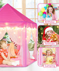 Princess Castle Tent For Girls With Star Lights Large Indoor Outdoor Playhouse Private Hideaway For Kids 55 Inch By 53 Inch Castle
