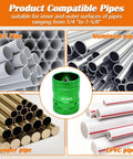 Product compatible pipes for all in one pipe deburring and depth gauge kit, showing PVC, copper, aluminum, and CPVC pipes