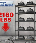 Beefy Heavy Duty Garage Storage Shelf System With 2180 Lbs Total Capacity Five Tier Adjustable Steel Shelves Tall 72 Inch