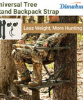 Hunter sitting on climbing stand using Heavy Duty Tree Stand Backpack Straps With Shoulder And Bungee Tether For Summit Viper Goliath Titian Climbing Treestands Hunt Deer Stand Gear Quiet Easy Carry Versatile Tree Climber Accessories