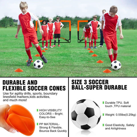 Backyard Kids Soccer Goal Set For Training And Fun Two Pack 6 By 4 Feet Or 4 By 3 Feet Pop Up Soccer Net With Ball Ladder
