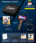Articulating Borescope Camera With Light For Tight Spaces, 2-Way 210 Degree Flex Probe, Ultra Slim 6.2mm Wand, Hand Controls, Includes 32GB Card, Perfect For Engine, Plumbing, And Machinery Inspections., carrying case and included accessories