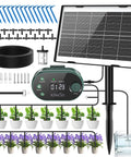 Solar Powered Drip Irrigation Kit for Outdoor Garden and Balcony Auto Watering System for Up to 15 Pots 3W Solar Panel Easy DIY Install