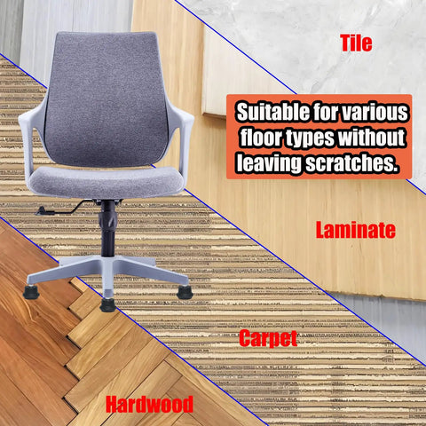 Top Tier Black Bell Glides For Office Chairs Six Pack Swivel Casters With 11mm Stem on a chair suitable for various floors.