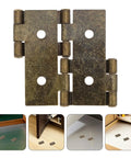 Vintage Folding Double Swing Hinges for Screen Doors and Furniture Beefy Heavy Duty Cold Rolled Steel Construction Easy Mounting for Room Dividers Two Way Swing Classic Decorative Hardware for DIY Home Improvement, dark brown hinge set on white background