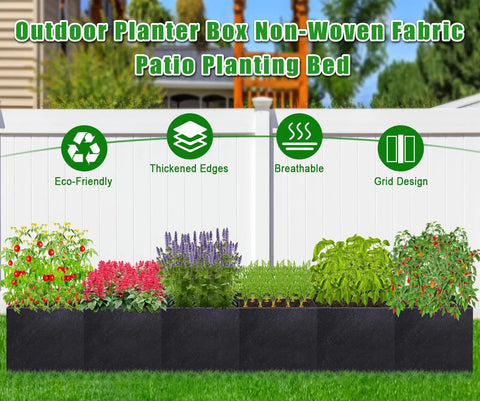 12x2x1ft Fabric Raised Garden Bed For Outdoors Nonwoven Planter Box Easy Setup No Tools Needed with plants installed