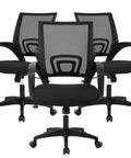 Top Shelf Ergonomic Mid Back Office Chair Featuring A Stay Cool Mesh Design Rock Solid Lumbar Support Fully Adjustable Height And Smooth Glide Casters For Serious All Day Comfort And Built Different Desk Vibes In Black, three chairs in view.