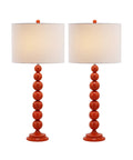 Jenna Orange Stacked Ball Table Lamps Set of 2 with white shades, metal base, LED included, 32-inch tall, modern design