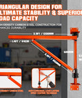 Heavy Duty Wall Mount Jib Crane Hoist Bracket With 660 Pound Load Capacity Support For Electric Scaffolding Lift, features triangular design, high-density carbon steel.