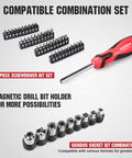 40-piece screwdriver bit set with magnetic drill bit holder part of the 75-Piece Home Tools Kit With Plastic Toolbox Storage Case And Integrated Standing Tool Rack