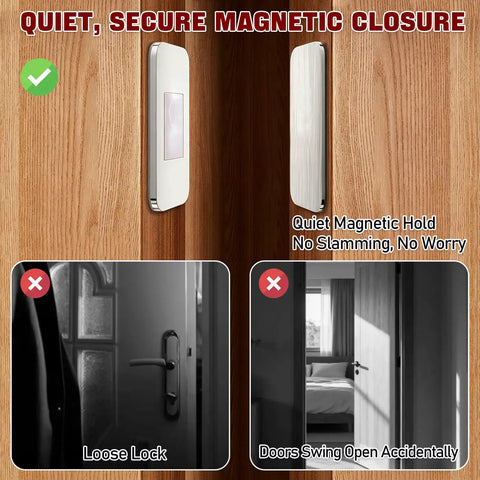 Ultra Thin Magnetic Cabinet Door Catch Set, 14 Pack Adhesive Drawer Latch on wooden door for secure closure