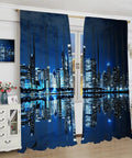 New York Night City Skyline 3D Neon Curtains Set For Bedrooms And Living Rooms, Blackout Window Drapes With Thermal Insulation