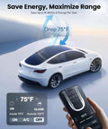 Installed LOWEEY Juniper sunshade roof for Tesla Model Y; UPF200+, foldable with storage bag, black