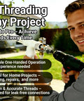 Person using All In One PVC Pipe Threader Kit With Internal And External Dies For One Half And Three Quarter Inch Pipes Electric Drill Compatible Rethread Head For Easy Home Plumbing Repairs For DIY Pros And Leak Free Threads On PVC PPR And MPP Pipes.
