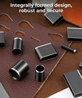 52 Shape Hole Punch Die Set For Leather And Fabric Crafts showing various shapes on leather