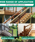 30 Degree Deck Railing Brackets Set Of 2 U Shaped Concealed Connectors wide application, outdoor kitchen and indoor staircase examples