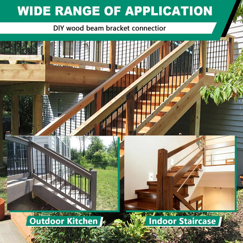 30 Degree Deck Railing Brackets Set Of 2 U Shaped Concealed Connectors wide application, outdoor kitchen and indoor staircase examples