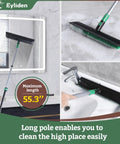 Extra Wide Floor Scrub Brush With Long Telescoping Handle 15 Inch Wide Deck Head 2 In 1 Scrubber Stiff Bristles And Rubber Squeegee