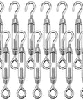 12 Pack M4 Hook And Eye Turnbuckles For Cable Rope Tension, 304 Stainless Steel Heavy Duty Hardware for DIY projects.