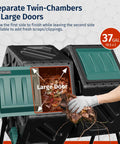Dual Chamber Outdoor Compost Tumbler Two By Eighteen And A Half Gallon Rotating Bin With Aeration And Locking System visible