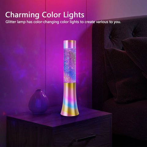 Color Changing Glitter Lamp USB Powered Mood Light For Bedrooms And Parties Teens And Kids Gift on nightstand