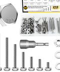 210 piece 304 stainless steel hex bolt kit with nuts and washers