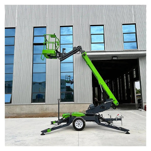 Trailer Mounted Articulating Telescopic Boom Lift Cherry Picker Spider Aerial Work Platform Towable Job Site Heavy Duty Steel Rig With Overload Protection Ready To Roll Built Like A Tank Tough Enough For Any Grind And Smooth Sailing Through The Day