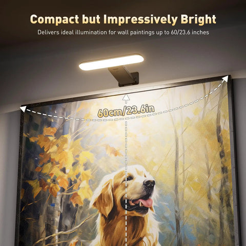 Rechargeable Wall Mounted Picture Light With Remote Control Featuring Three Color Modes And Adjustable Brightness For Gallery Grade Art Display Absolute Game Changer In Sleek Black Finish Next Level Home Decor Vibe illuminating wall painting, 60cm/23.6in space